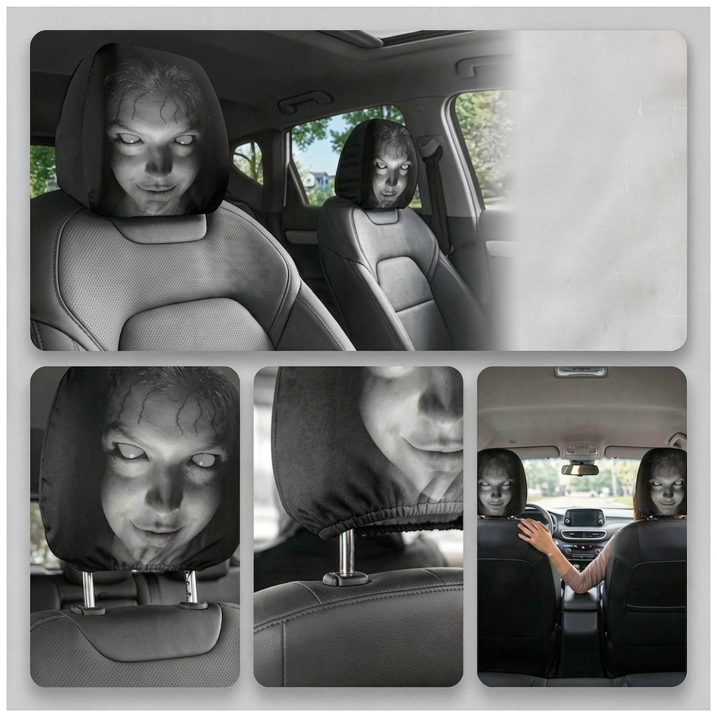 Scary face headrest cover for cars