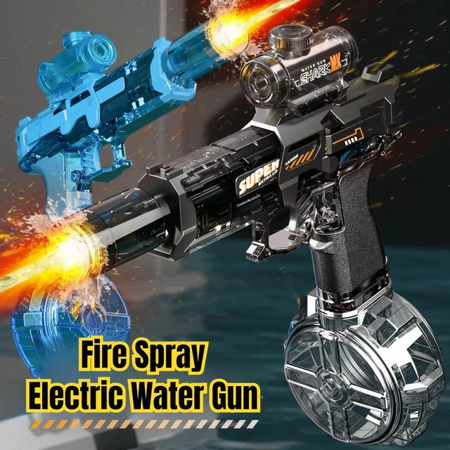 Electric Water Gun with LED lights | Water Guns for Children Simulated Shooting Recoil Powerful Automatic Water Spray Gun Kids Summer Outdoor Toys