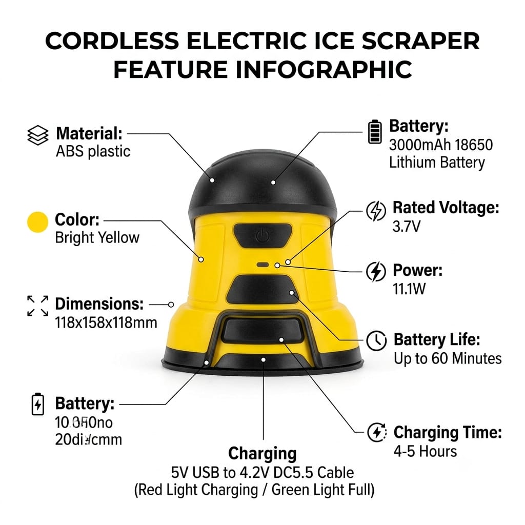 Cordless Electric Snow & Ice Scraper – Fast, Rechargeable Car Window Defroster