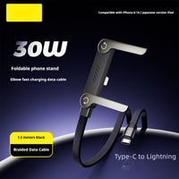 Fast Charging Foldable Bracket Data Cable 2-in-1 Data Wire Foldable Phone Tablet Stand Type-C To Type-C USB-A To Type-C