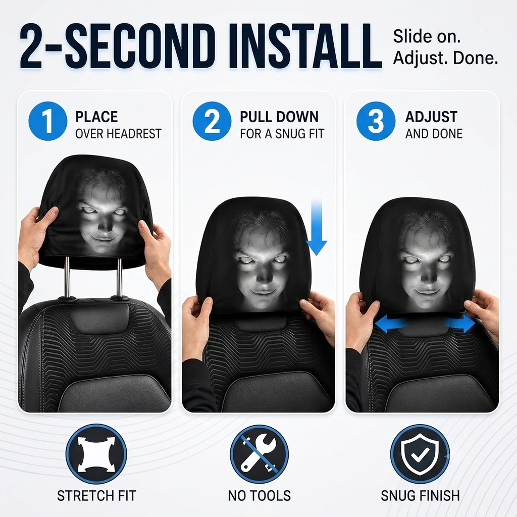 Scary face headrest cover for cars